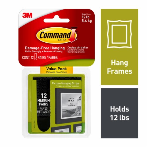 Command™ Medium Damage-Free Picture Hanging Strips - Black Perspective: front
