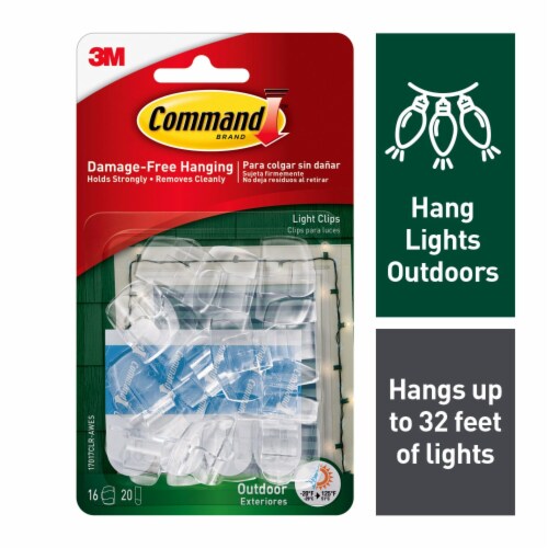 Command™ Outdoor Damage-Free Clear Light Clips Perspective: front