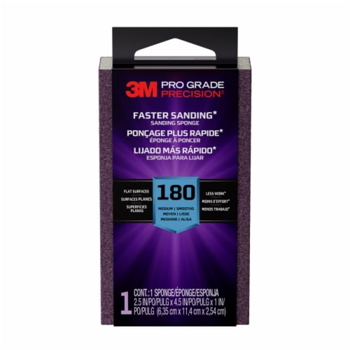 3M Pro Grade Precision™ 180 Medium Grit Sanding Sponge Perspective: front