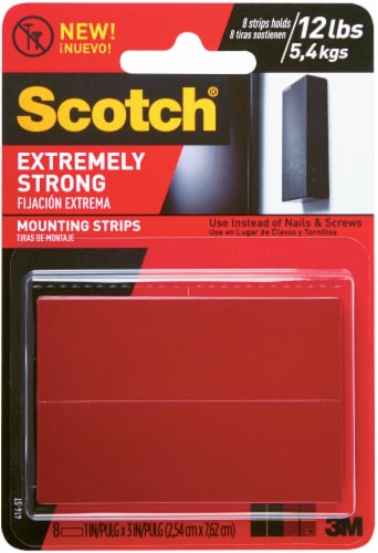 Scotch-Mount Clear Double-Sided Mounting Strips, 1 in x 3 in, 8 Strips 