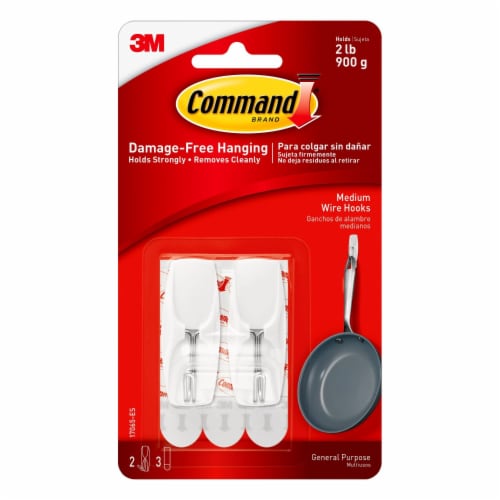 Command™ Damage-Free Hanging Medium Wire Hooks - White Perspective: front