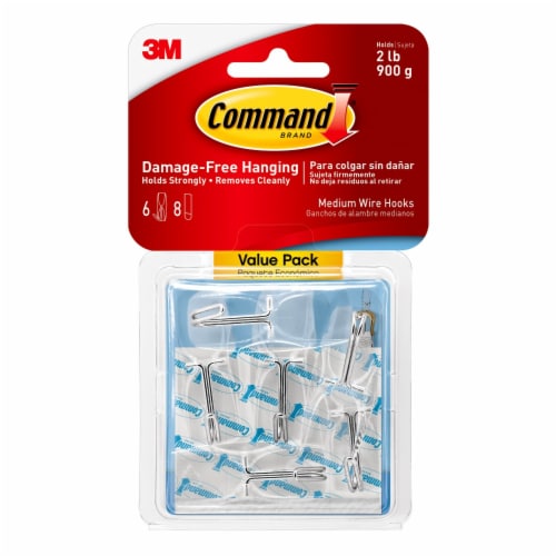 Command™ Damage-Free Hanging Medium Wire Hooks - Clear, 2 pk - Foods Co.