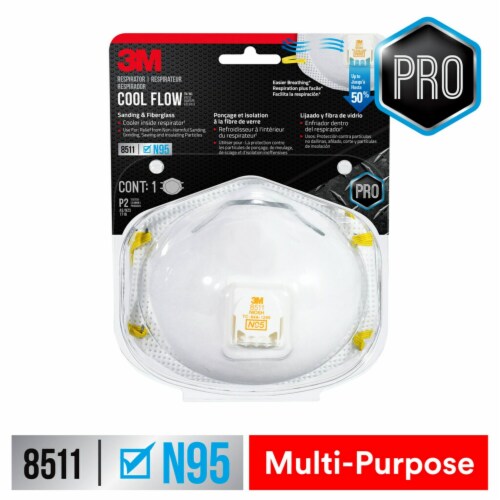 3M Sanding & Fiberglass Valved Respirator - White Perspective: front