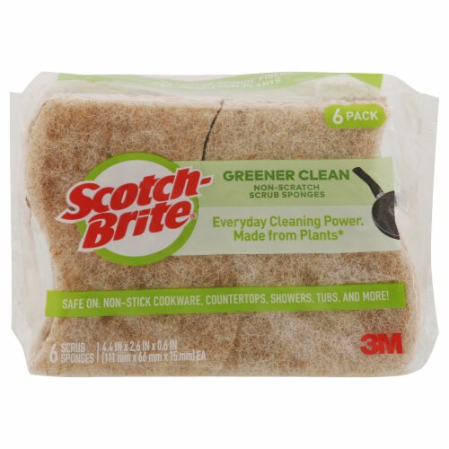 Scotch Brite Scrub Sponges, Non-Scratch, Greener Clean - 6 sponges