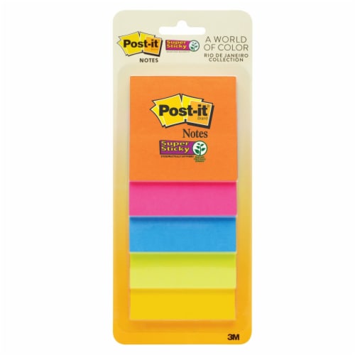 Post-it® Super Sticky Notes, 3 in x 3 in, Rio de Janeiro Collection, 10 Pads/Pack