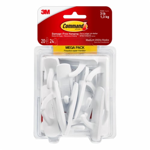 Command Small Refill Adhesive Strips for Wall Hooks, White, Damage