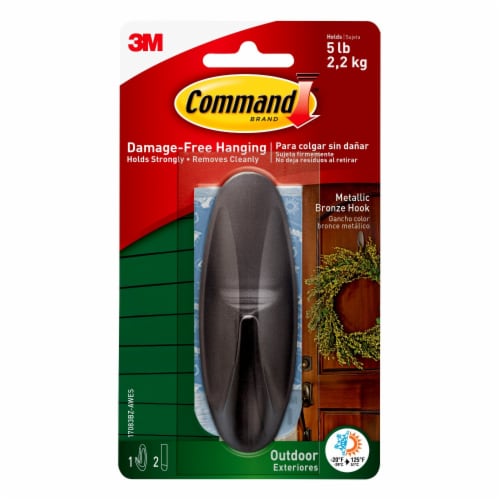 Command™ Outdoor Large Metallic Bronze Designer Hook Perspective: front