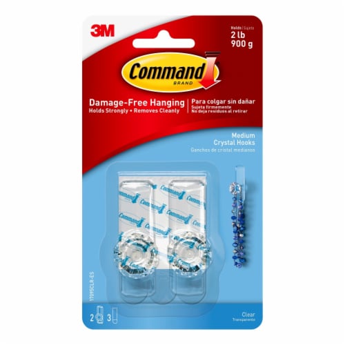 Command™ Medium Crystal Knob Hooks - Clear Perspective: front