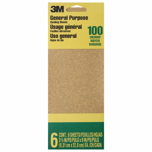3M General Purpose Medium Grit Sandpaper Sheets Perspective: front