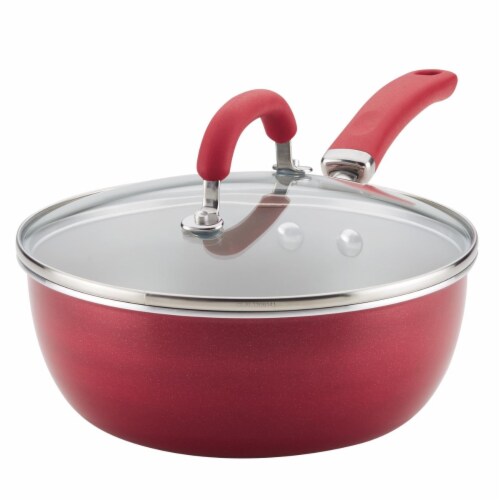 Rachael Ray 12159 3 qt. Create Delicious Aluminum Nonstick Everything Pan - Red Shimmer Perspective: front