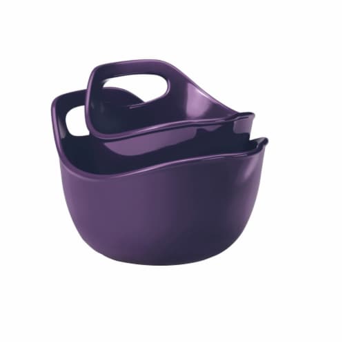 Rachael Ray Ceramic 2 Piece Mixing Bowls Set, Purple Perspective: front