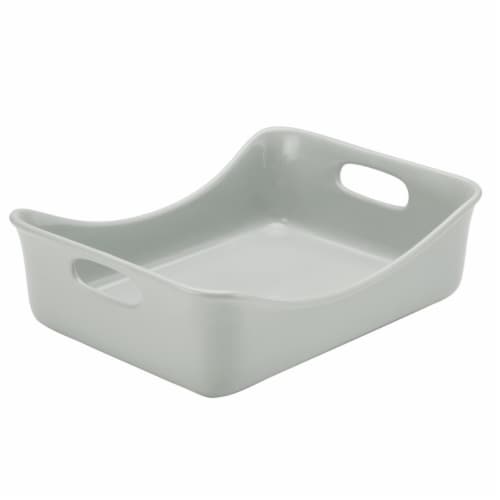 Rachael Ray 47660 Ceramics Rectangular Baker, 9 x 12 in. - Light Sea Salt Gray Perspective: front