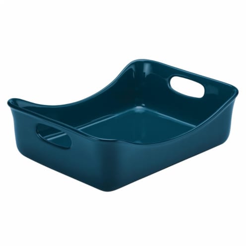 Rachael Ray 47661 Ceramics Rectangular Baker, 9 x 12 in. - Marine Blue Perspective: front
