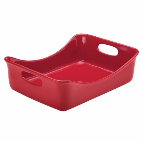 Rachael Ray 47662 Ceramics Rectangular Baker, 9 x 12 in. - Red Perspective: front