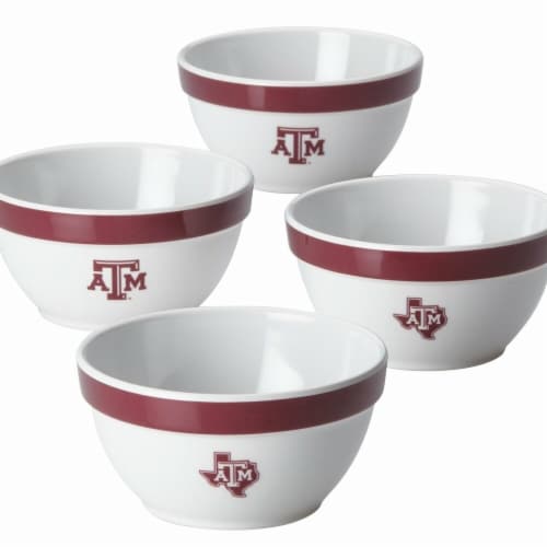 College Kitchen Collection Texas A&M University Party Bowls Set, 4 Piece - White Perspective: front