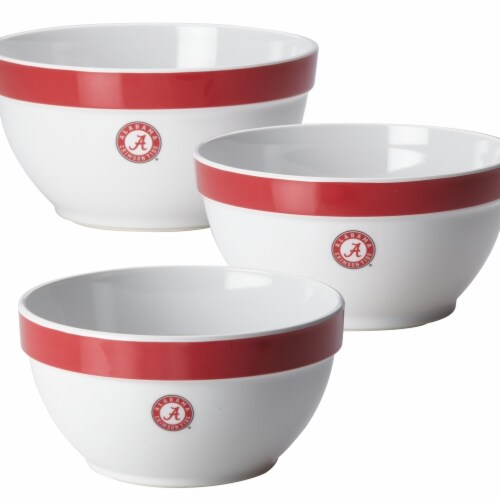 College Kitchen Collection 47680 University of Alabama Party Bowls Set - 3 Piece - Crimson Re Perspective: front