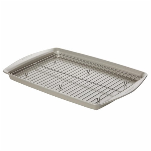 Rachael Ray Nonstick Bakeware Jumbo Cookie Pan with Roasting Rack, 13 x 19  in. - Silver, 1 - Foods Co.