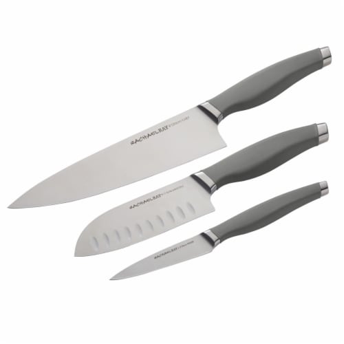 Rachael Ray Cutlery Japanese Stainless Steel Chef Knife Set - Gray, 3 Piece Perspective: front