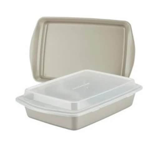 Rachael Ray 47767 Nonstick Bakeware Pan Set with Swing Lid, Silver - 3 Piece Perspective: front