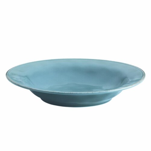 Rachael Ray 14 in. Cucina Dinnerware Ceramic Round Serving Bowl, Agave Blue Perspective: front