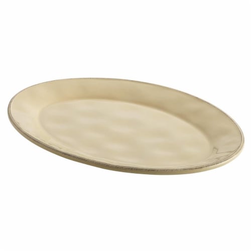 Rachael Ray 14 in. Cucina Dinnerware Ceramic Round Serving Bowl, Almond Cream Perspective: front