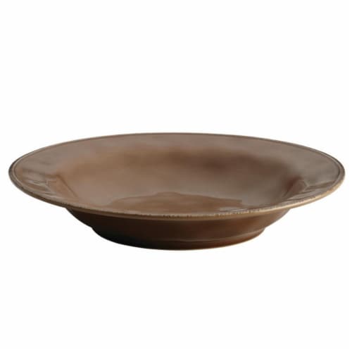 Rachael Ray 14 in. Cucina Dinnerware Ceramic Round Serving Bowl, Mushroom Brown Perspective: front