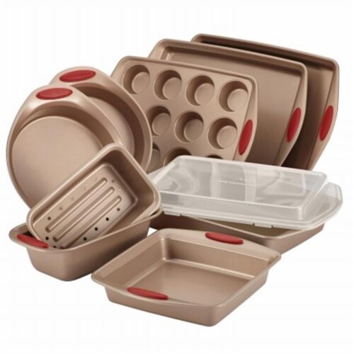 Rachael Ray Cucina Nonstick Bakeware 4-Piece Set Latte Brown Red