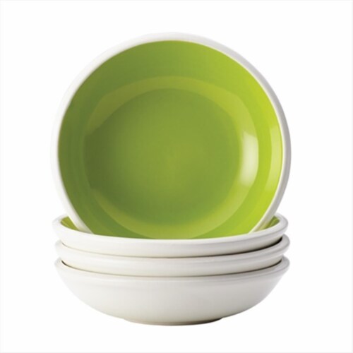 Rachael Ray 4 Piece Dinnerware Rise Stoneware Fruit Bowl Set, Green Perspective: front