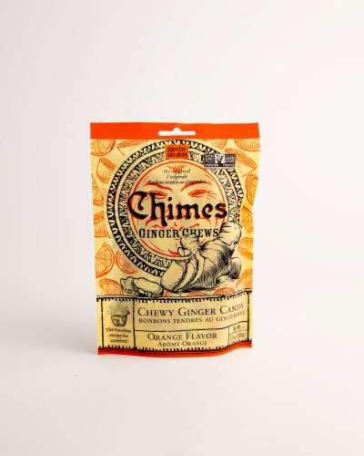 Chimes Orange Flavor Chewy Ginger Candy Perspective: front
