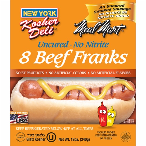 Meal Mart New York Kosher Deli Uncured Beef Franks Perspective: front