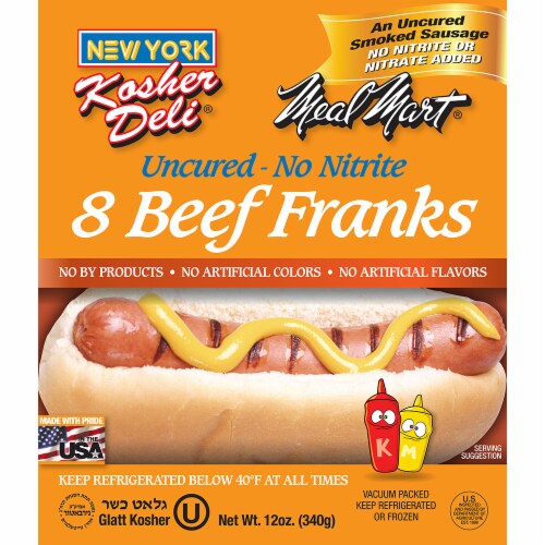Meal Mart New York Kosher Deli Uncured Beef Franks Perspective: front