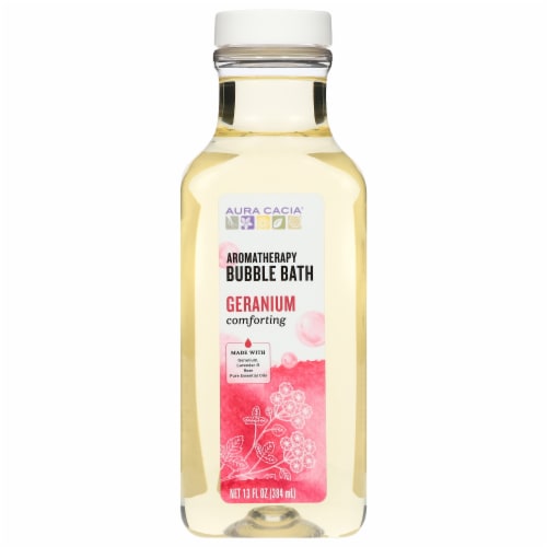 Aura Cacia Geranium Lavender Rose Bubble Bath Perspective: front