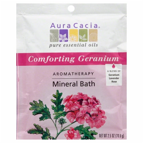 Aura Cacia Comforting Geranium Aromatherapy Mineral Bath Perspective: front