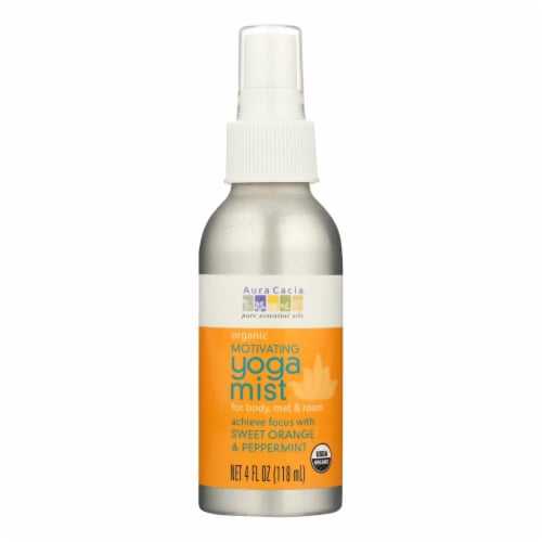 Aura Cacia Motivating Yoga Mist Sweet Orange Peppermint Perspective: front