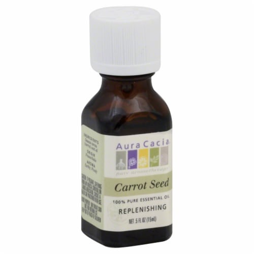 Aura Cacia Replenishing Carrot Seed Pure Essential Oil Perspective: front