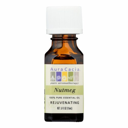 Aura Cacia Rejuvenating Nutmeg Pure Essential Oil Perspective: front