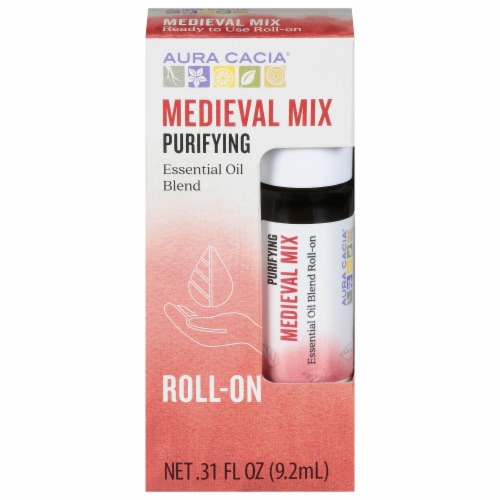 Aura Cacia Cleansing Aroma Medieval Mix Essential Oil Blend Roll-On Perspective: front