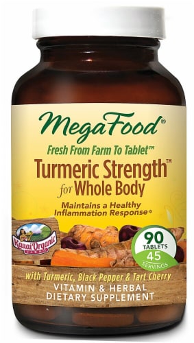 MegaFood Turmeric Strength for Whole Body Tablets Perspective: front