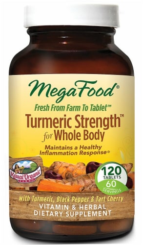 MegaFood Turmeric Strength for Whole Body Tablets Perspective: front
