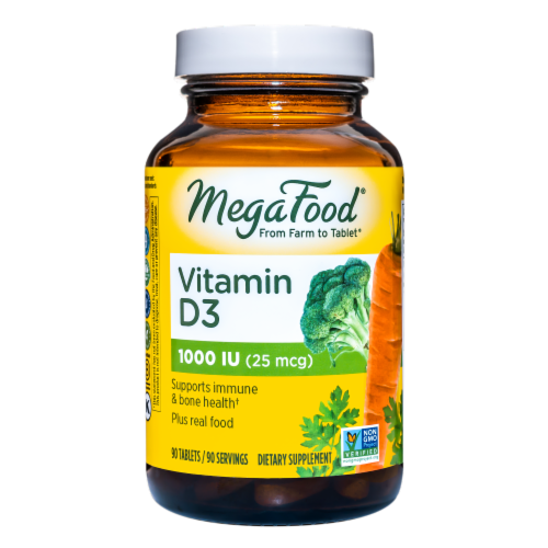 MegaFood Vitamin D3 Tablets 1000 IU Perspective: front