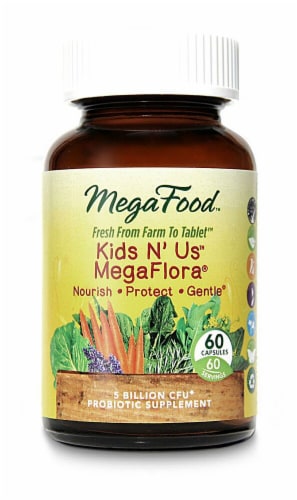 MegaFood Kids N' Us MegaFlora Probiotic Supplement Capsules Perspective: front