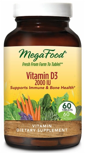 MegaFood Vitamin D3 Tablets 2300 IU Perspective: front