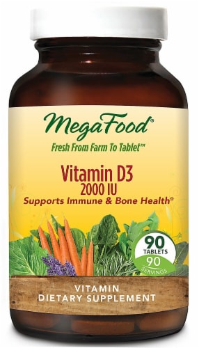 MegaFood Vitamin D3 Tablets 2000 IU Perspective: front