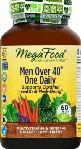 MegaFood Men Over 40 One Daily Tablets 60 Count Perspective: front