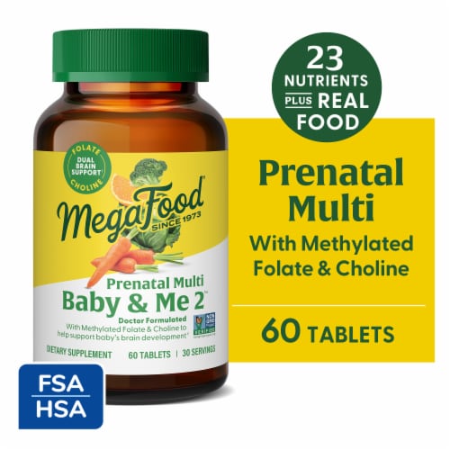 MegaFood® Baby & Me 2 Pre & Post Natal Vitamin Tablets Perspective: front