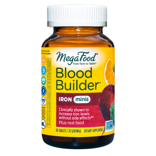 MegaFood® Blood Builder® Minis Iron Tablets Perspective: front