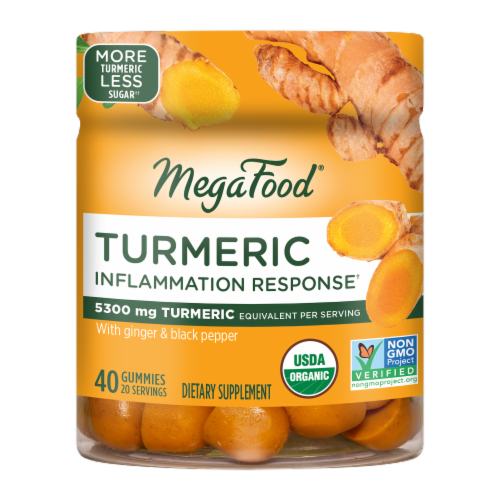MegaFood® Turmeric Inflammation Response Gummies with Ginger and Black Pepper Perspective: front