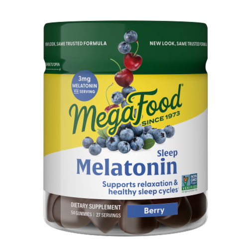 MegaFood® Melatonin Berry Good Sleep® Dietary Supplement Gummies Perspective: front