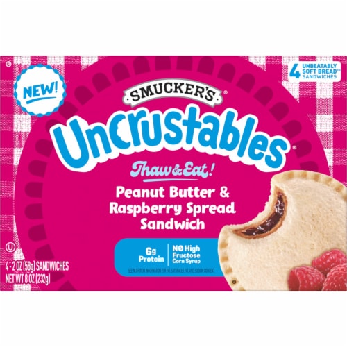 Smucker's Uncrustables Peanut Butter and Raspberry Sandwich, Perspective: front