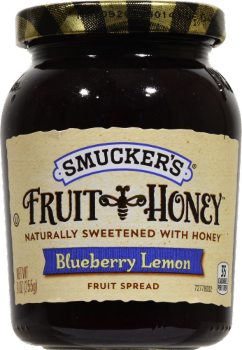 Smucker's Blueberry Lemon Fruit Spread with Honey Perspective: front